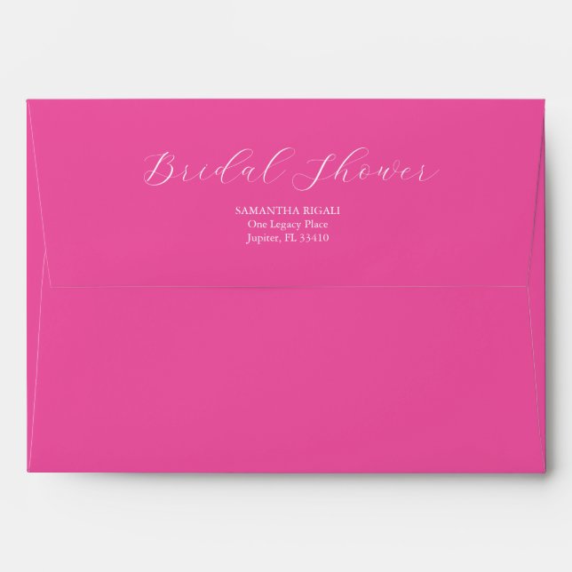 Fuchsia Tropical Floral Custom Bridal Shower Envelope (Back (Top Flap))