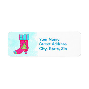 Fuchsia Turquoise Merry Christmas Boot Stocking