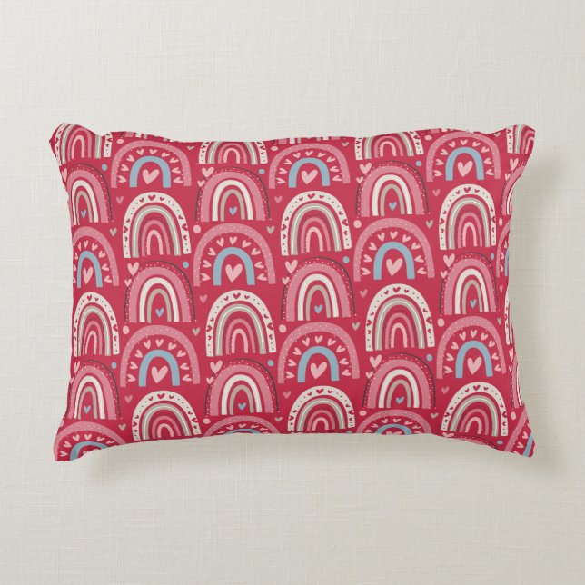 Fuchsia Valentines Day Rainbows     Accent Pillow (Front)