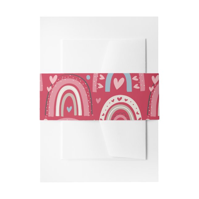 Fuchsia Valentines Day Rainbows   Invitation Belly Band (Front Example)