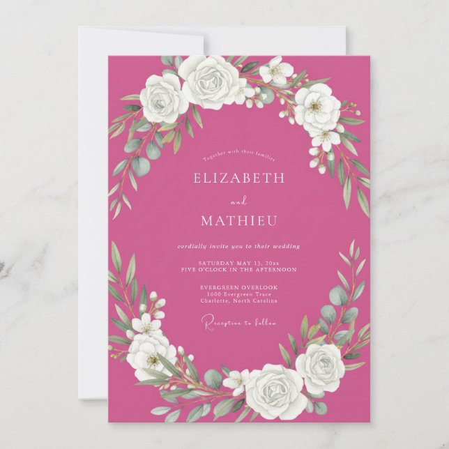 Fuchsia Vine Wedding Invitation (Front)