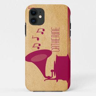 Fuchsia Vintage Gramophone BT ID iPhone 5 Case