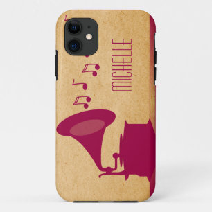 Fuchsia Vintage Gramophone BT iPhone 5 Case