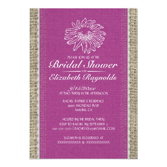 Fuchsia Vintage Lace Bridal Shower Invitations