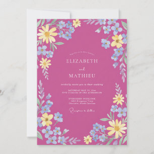 Fuchsia Vivid Meadow Wedding Invitation