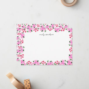 Fuchsia Watercolor Floral Garden Personalized Card
