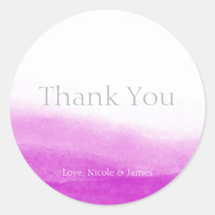 Fuchsia Watercolor Modern Elegant Wedding Favour Classic Round Sticker