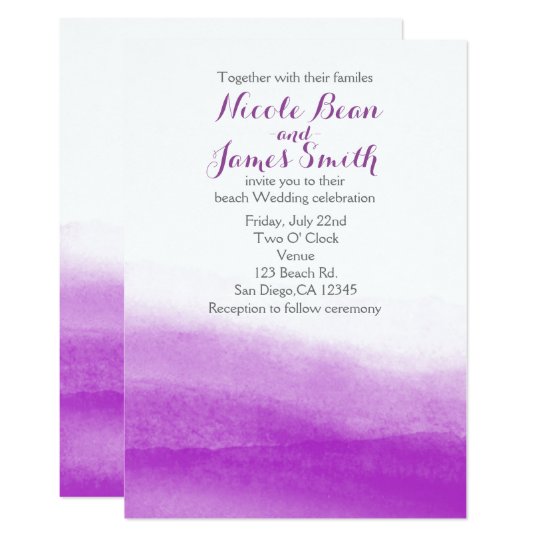 Fuchsia Watercolor Modern Wedding Invitation