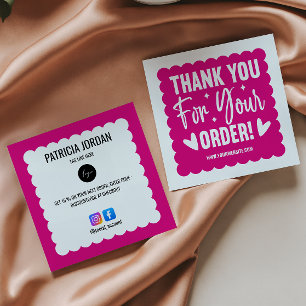 Fuchsia Wave Order Thank you LOGO Social Icon  Square Business Card