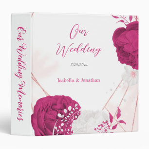 fuchsia & white floral wedding photo album binder