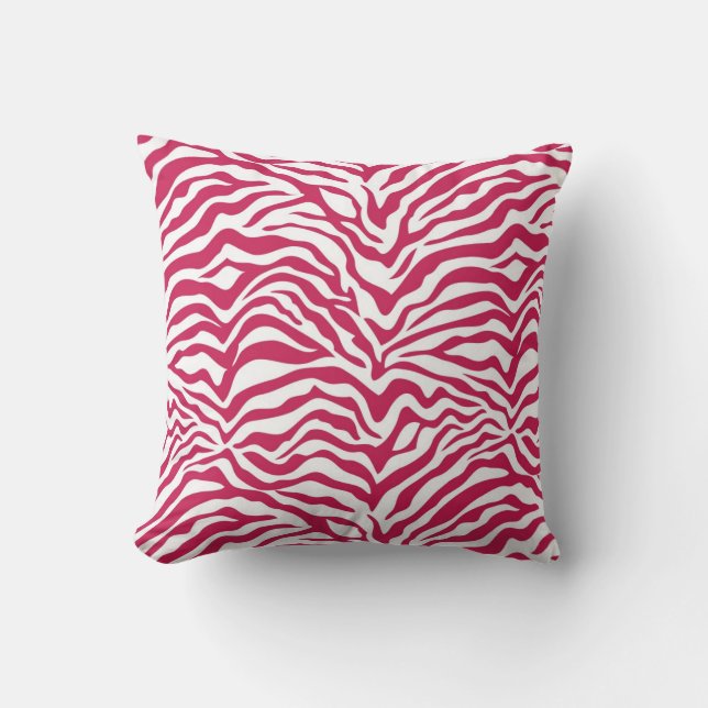Fuchsia Zebra Stripe Throw Pillow (Front)