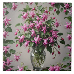 Fuchsias flowers in vase tile
