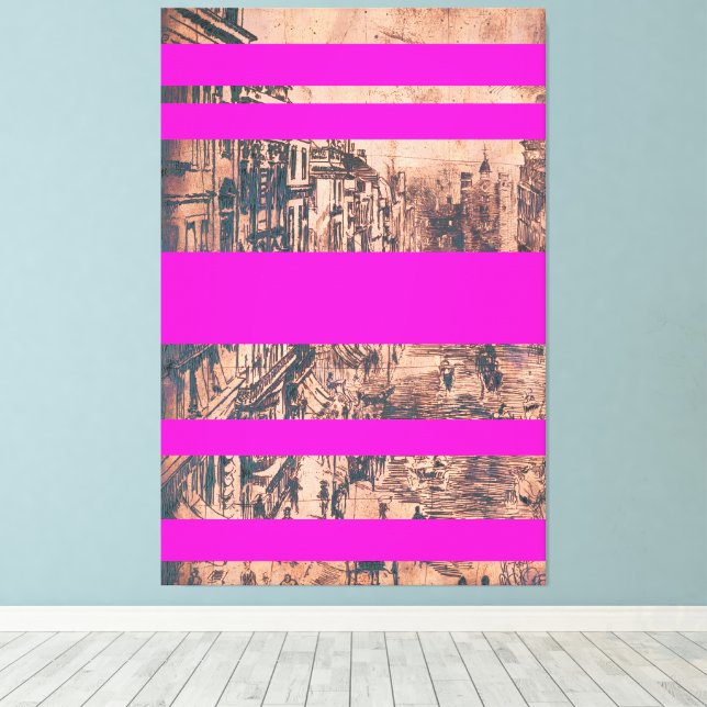 Fucshia Modernized Version of St. James's Street Canvas Print (Insitu(Wood Floor))