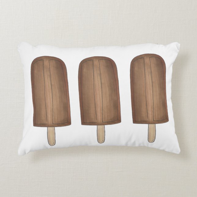 Fudge Brown Ice Cream Pop Fudgesicles Popsicles Decorative Pillow (Front)