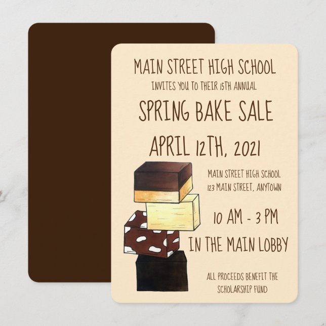Fudge Confection Confectionery Candy Bake Sale Invitation (Front/Back)