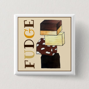Fudge Stack Confection Confectionery Candy Sweets 2 Inch Square Button