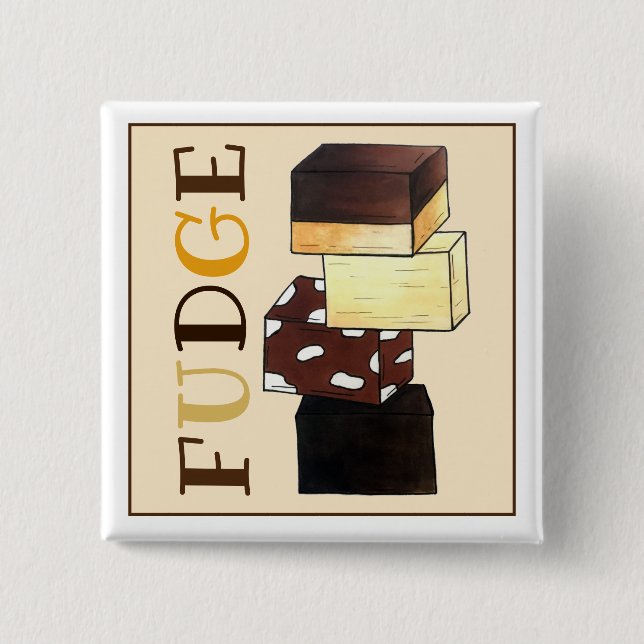 Fudge Stack Confection Confectionery Candy Sweets 2 Inch Square Button (Front)