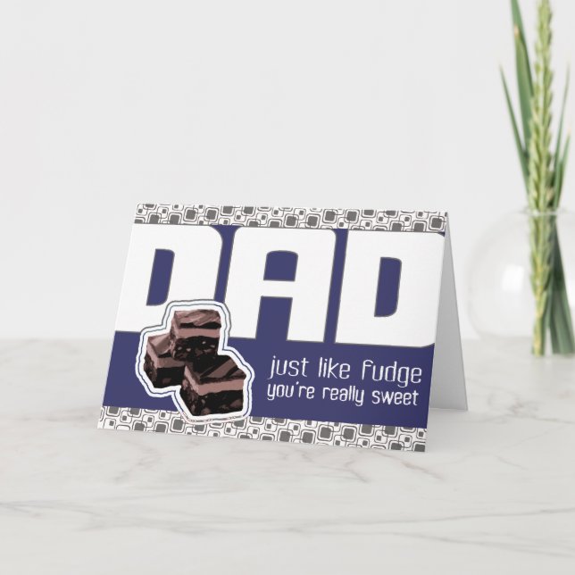Fudging Father's Day or Dad's Birthday blue card (Front)