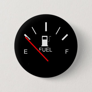FUEL GAUGE EMPTY FULL BLACK WHITE RED TRAVEL BUTTO 2 INCH ROUND BUTTON