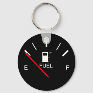 FUEL GAUGE EMPTY FULL BLACK WHITE RED TRAVEL KEYCHAIN