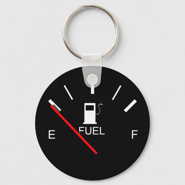 FUEL GAUGE EMPTY FULL BLACK WHITE RED TRAVEL KEYCHAIN (Front)
