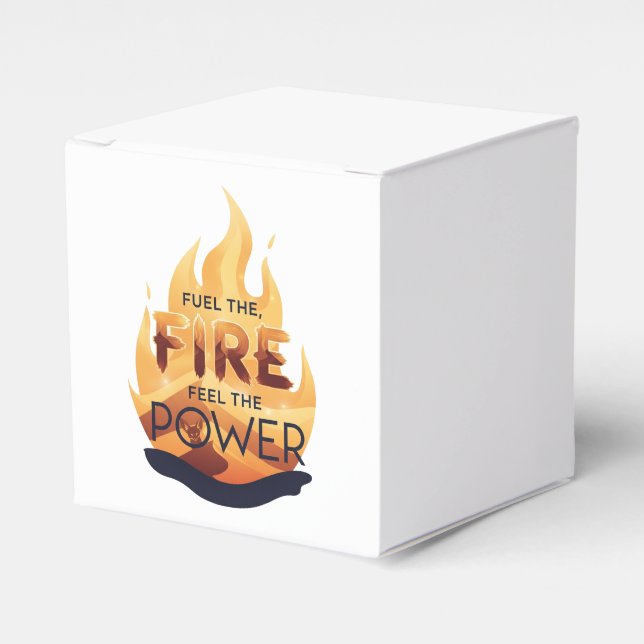 Fuel the Fire Feel the Power Motivational Tee Favor Box (Front Side)