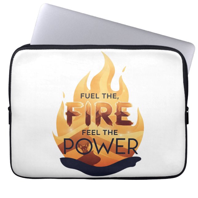 Fuel the Fire Feel the Power Motivational Tee Laptop Sleeve (Front)