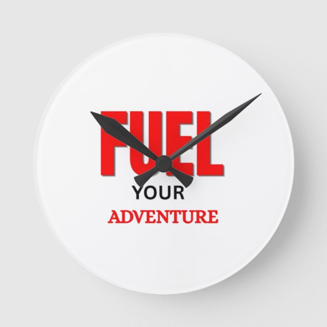 Fuel Your Adventure – Outdoor Motorcycle Typograph Round Clock (Front)