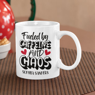 Fueled by Caffeine and Chaos Funny Coffee Lovers Mug