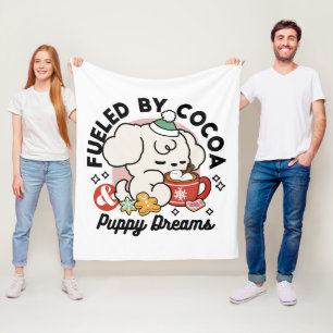 Fueled by Cocoa and Puppy Dreams – Cute Winter Dog Fleece Blanket
