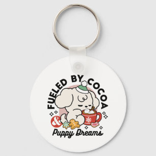 Fueled by Cocoa and Puppy Dreams – Cute Winter Dog Keychain
