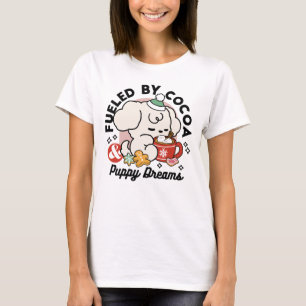 Fueled by Cocoa and Puppy Dreams – Cute Winter Dog T-Shirt
