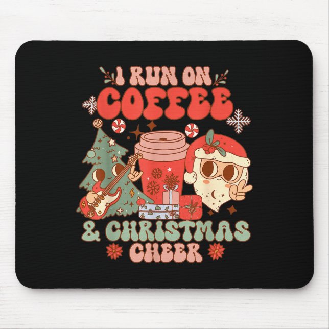 Fueled By Coffee &amp; Christmas Cheer Funny Coffe Mouse Pad (Front)