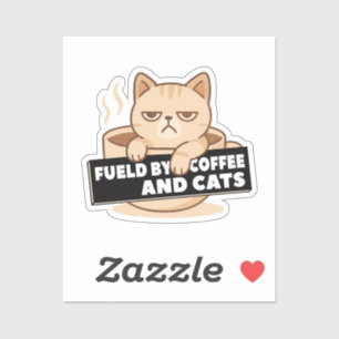 Fueled by Coffee and Cats Cute Sleepy Cat