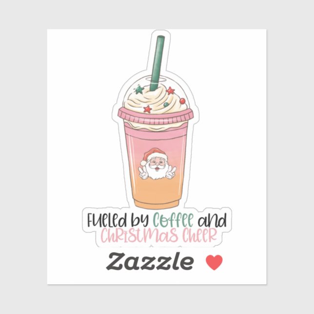 Fueled By Coffee and Christmas Cheer Sticker (Feuille)