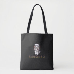 Fueled by Coffee & Cats – Funny Cat Lovers Design Tote Bag