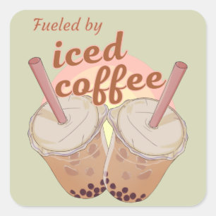 fueled by iced coffee. iced coffee lovers gift square sticker