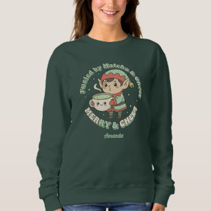 Fueled by Matcha & Cheer Christmas Elf Sweatshirt