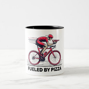 Fueled By Pizza Cyclist Two-Tone Coffee Mug