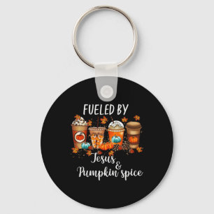 Fueled By Pumpkin Spice And Jesus Coffee Lover Fal Keychain