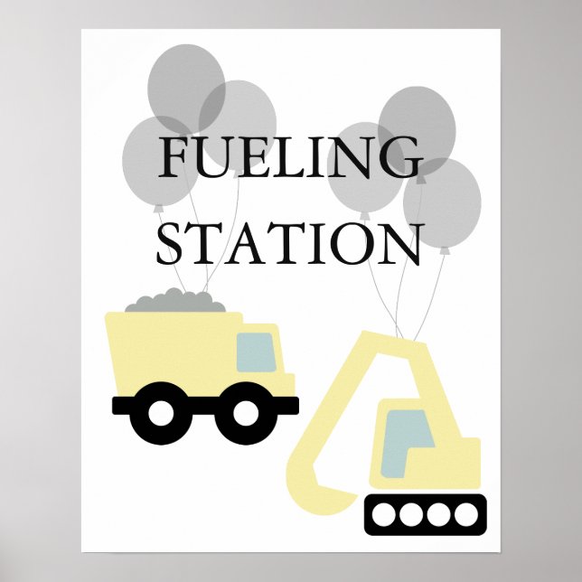 Fueling Station Truck Construction Birthday Sign (Front)