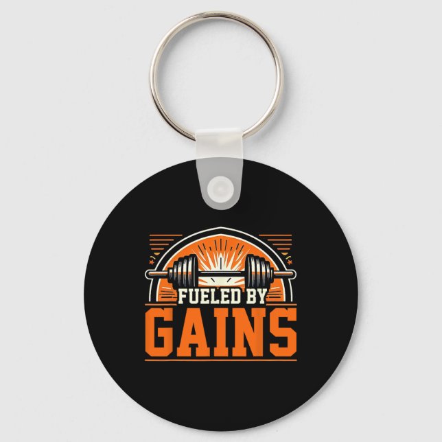 Fuelled 1 By Gain Bodybuilding Gym  Keychain (Front)