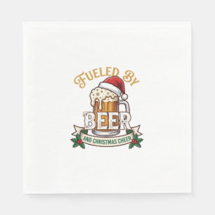 Fuelled Beer Christmas Cheer Mug Santa Hat Holly Napkin