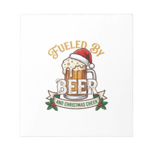 Fuelled Beer Christmas Cheer Mug Santa Hat Holly Notepad