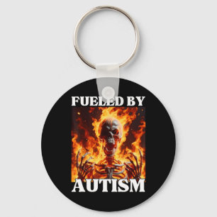 Fuelled By Autism Funny Cringe Hard Skeleton Meme  Keychain