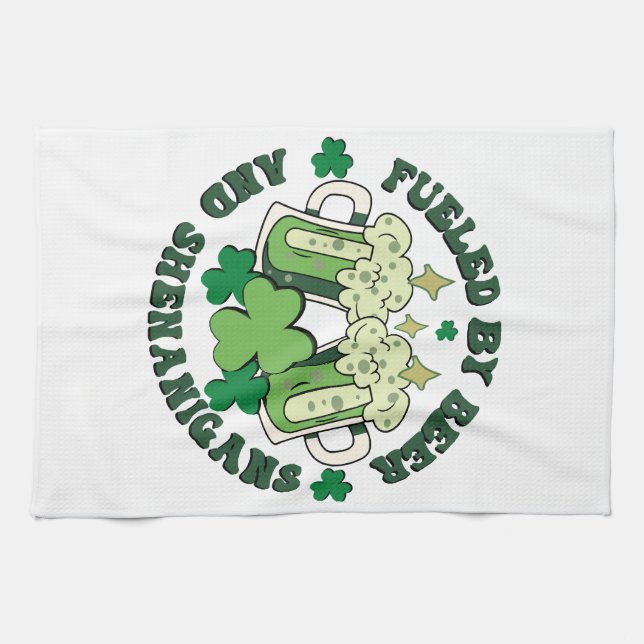 Fuelled By Beer And Shenanigans Kitchen Towel (Horizontal)
