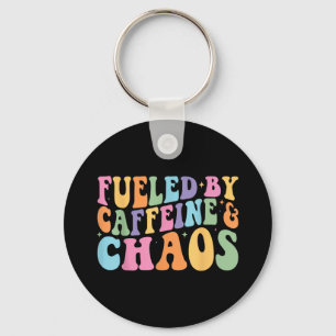 Fuelled By Caffeine And Chaos Funny Retro Coffee L Keychain