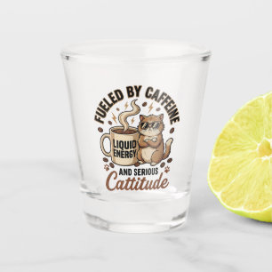 Fuelled by Caffeine and Serious Cattitude Funny Ca Shot Glass