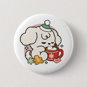 Fuelled by Cocoa and Puppy Dreams – Cute Winter Do 2 Inch Round Button