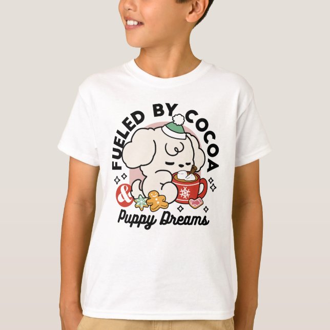 Fuelled by Cocoa and Puppy Dreams – Cute Winter Do T-Shirt (Front)